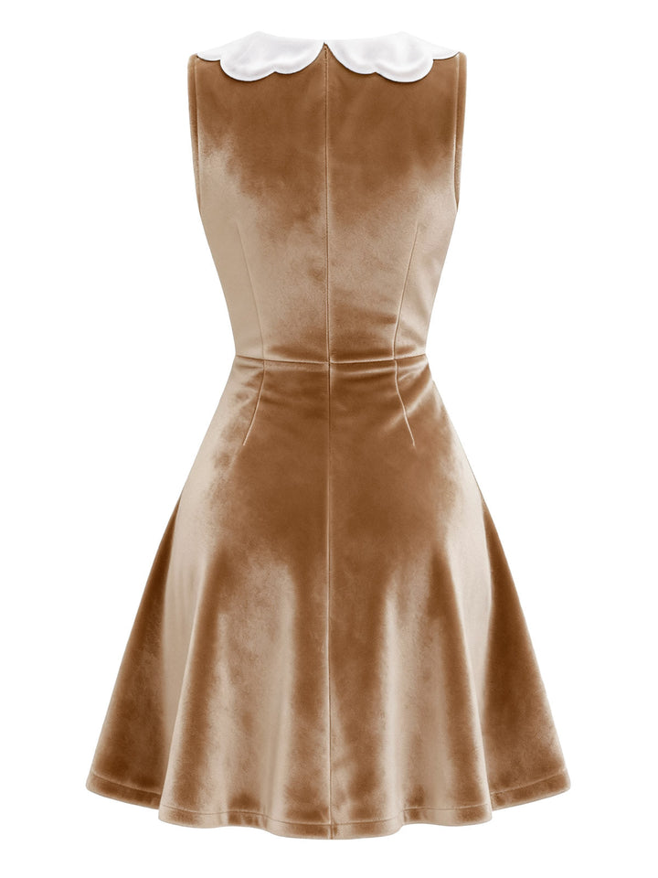 Brown 1960s Christmas Gingerbread Velvet Dress - vintage dress, fashion