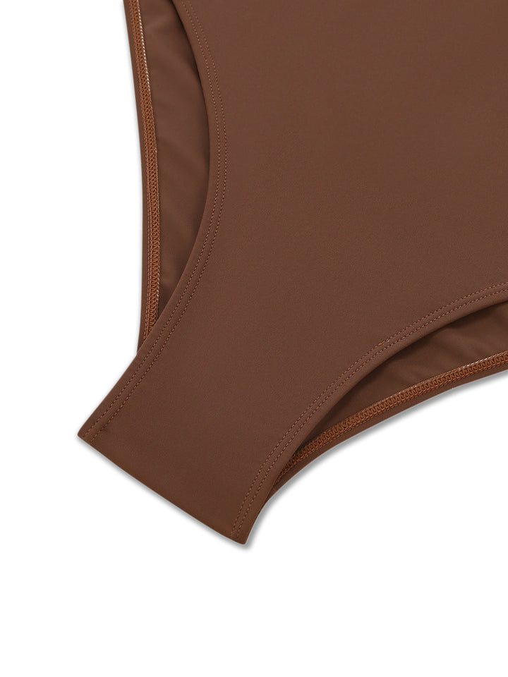 Brown Color Block Cross Front Tankini Swimsuit, vintage swimsuit, swimwear - perfect for women who love vintage and retro fashion