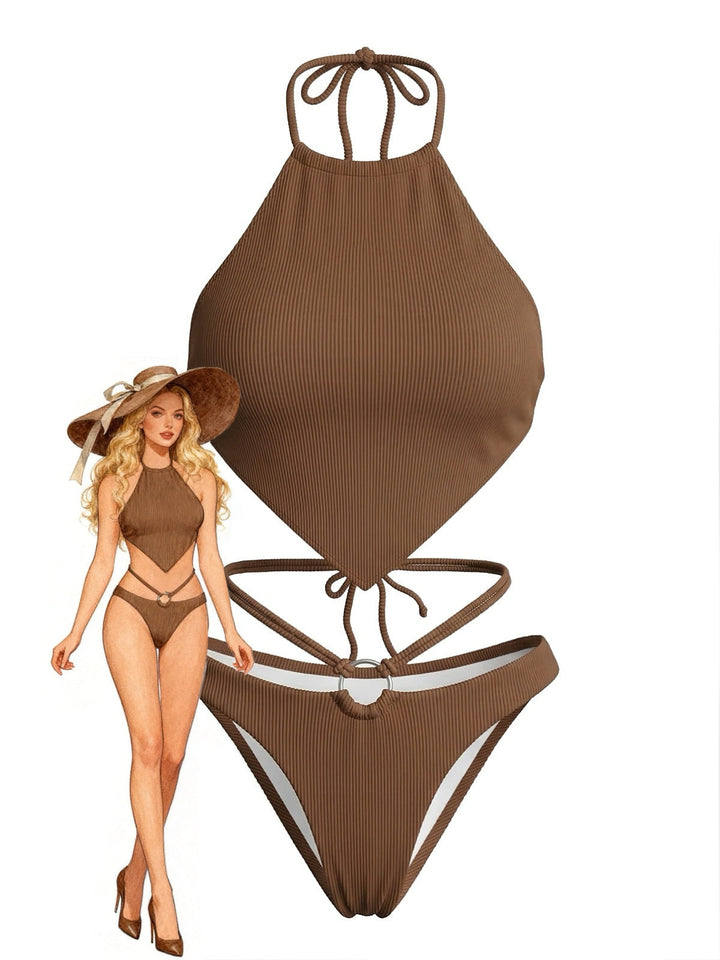 Light Coffee Tie Bikini Bikini Set