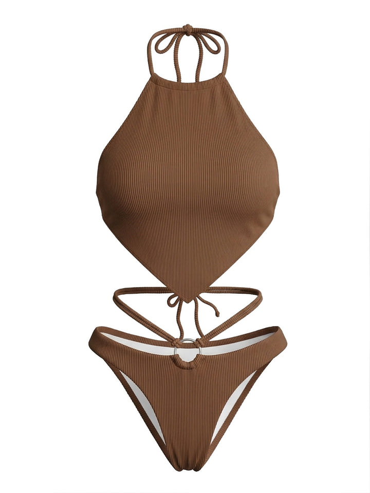 Light Coffee Tie Bikini Bikini Set 2