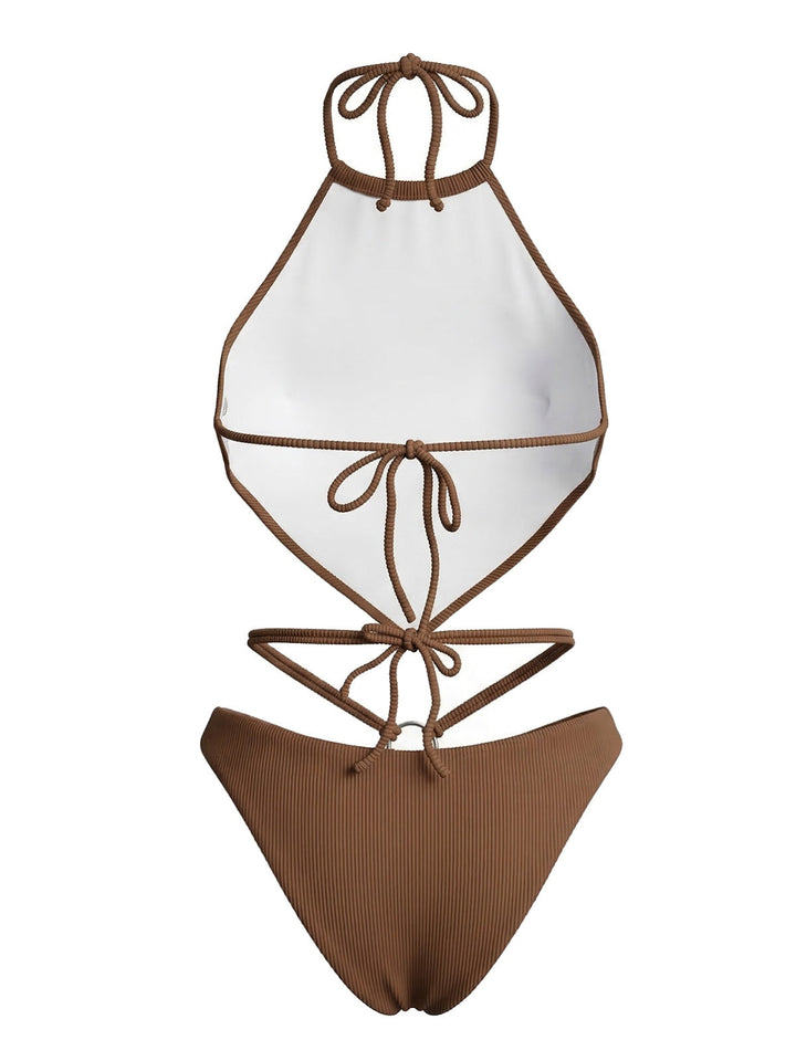 Light Coffee Tie Bikini Bikini Set 3