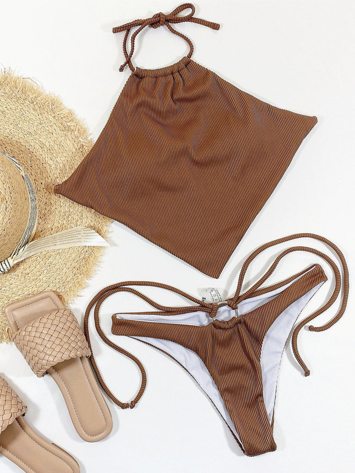 Light Coffee Tie Bikini Bikini Set 5