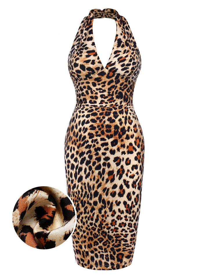 1960s Halter VNeck Leopard Dress | 1960s | vintage dress, fashion