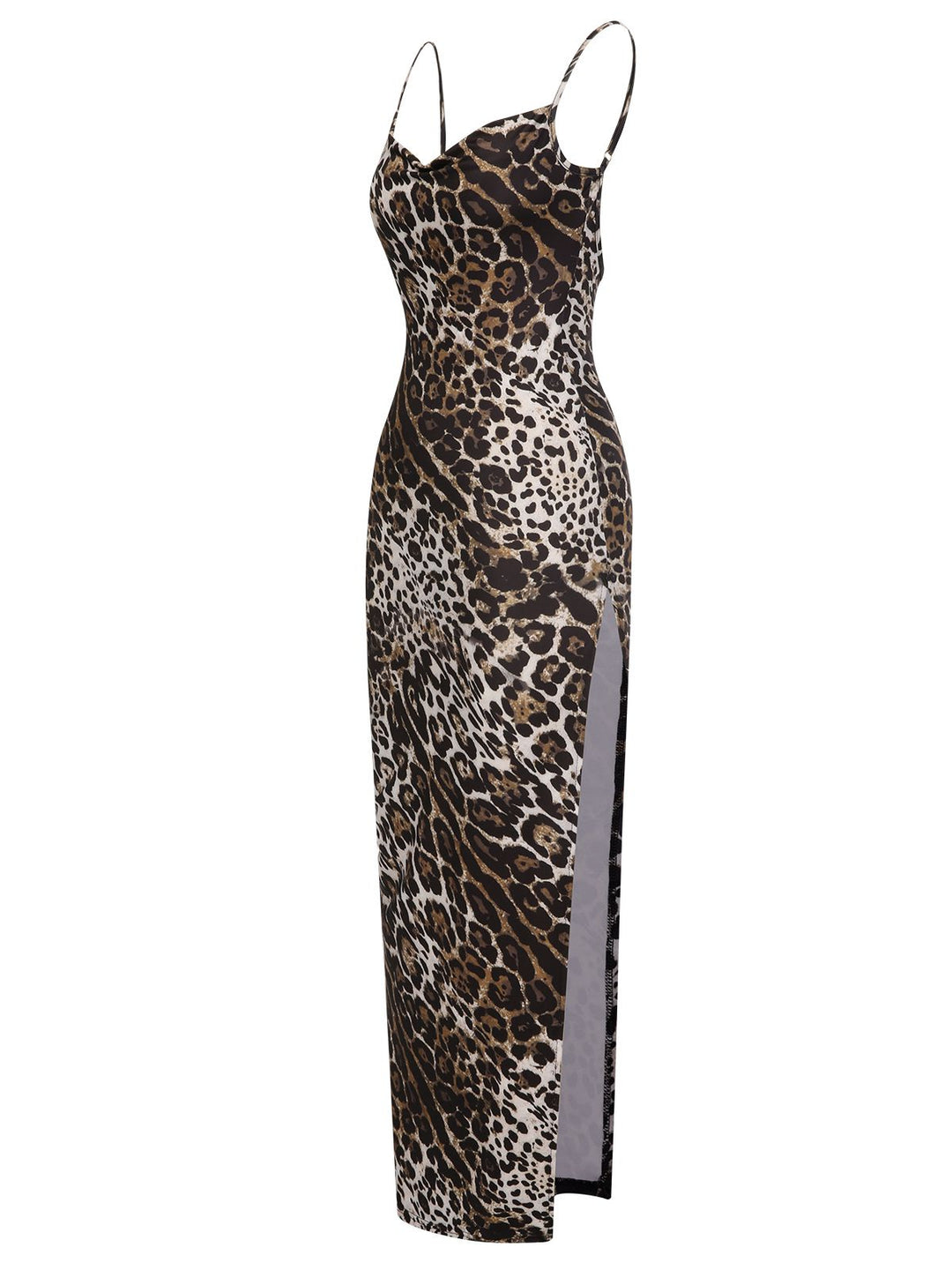 Brown 1960s Leopard Spaghetti Straps Backless Dress, vintage dress, retro fashion - perfect for women who love vintage and retro fashion