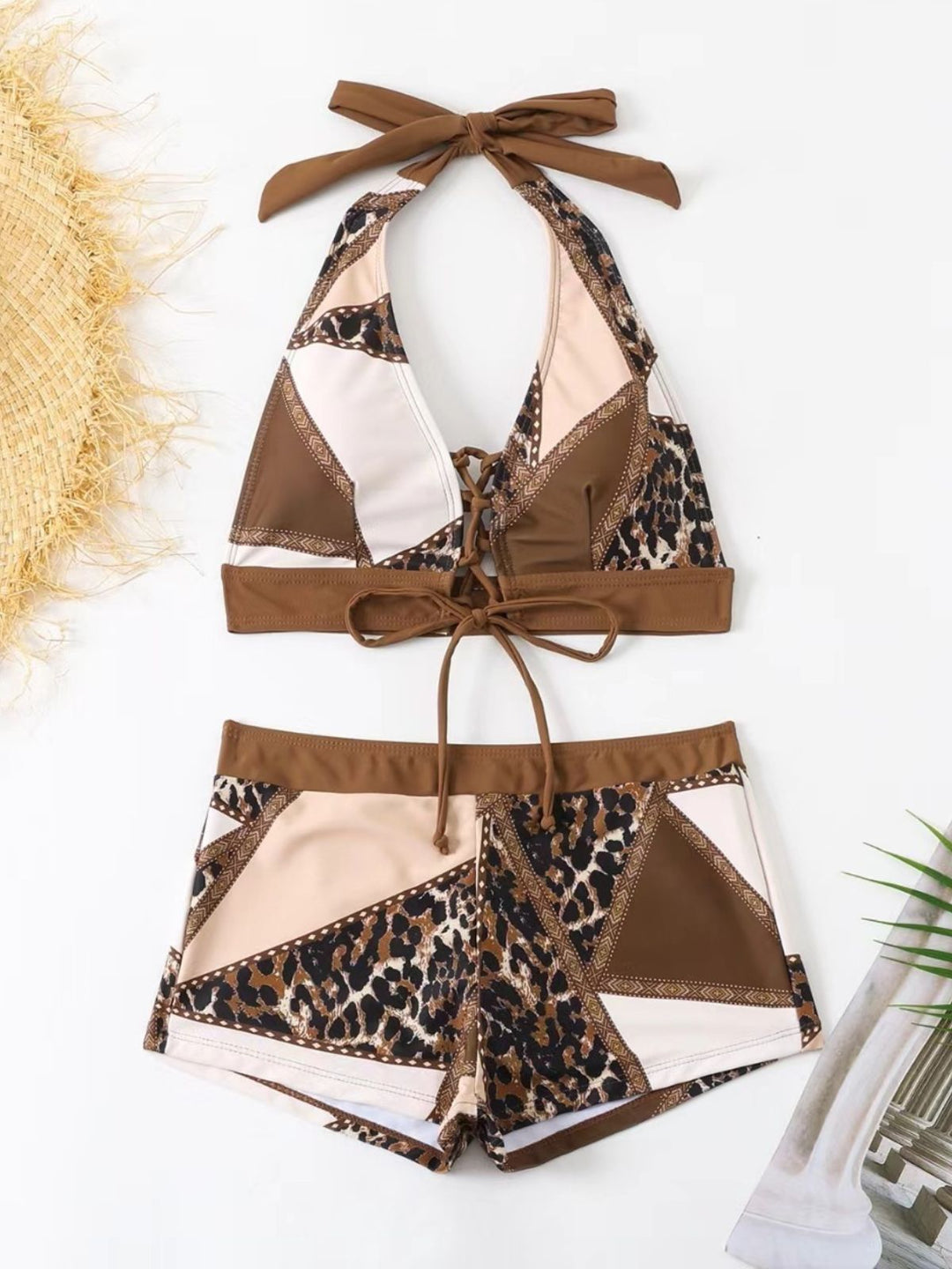 Brown Leopard Western Tankini Swimsuit, vintage swimsuit, swimwear - perfect for women who love vintage and retro fashion