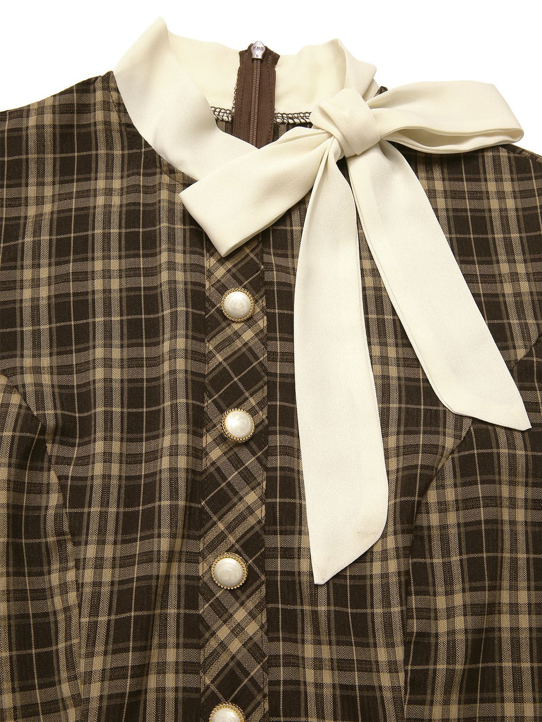 Brown 1960s Plaid Bow Tie Button Swing Dress, vintage dress, retro fashion, rockabilly, pin-up fashion - perfect for women who love vintage and retro fashion