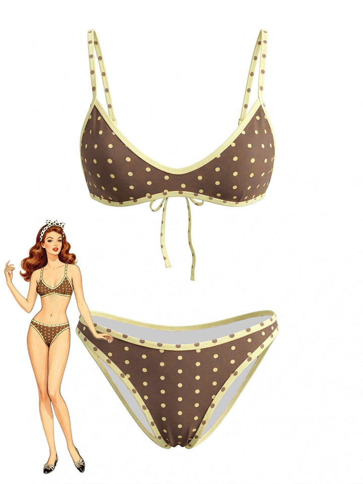 Brown Vintage High Waist Bikini Set, vintage swimsuit, swimwear - perfect for women who love vintage and retro fashion