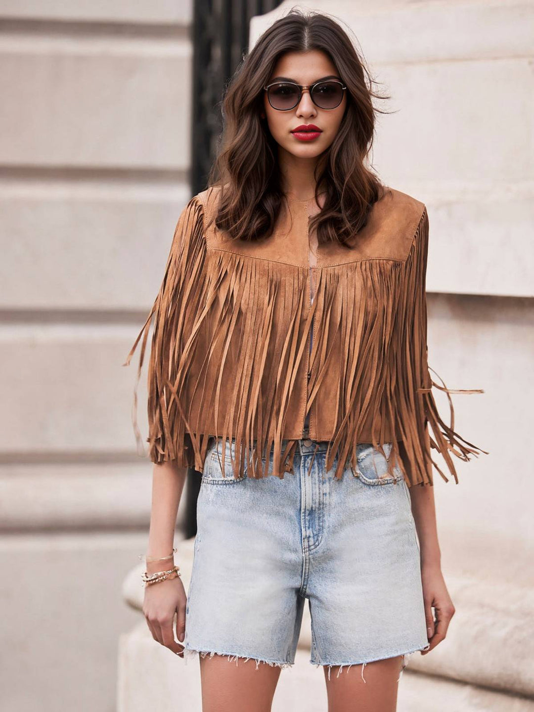 Brown 1980s Western Fringe Cowgirl Vest - vintage fashion, style