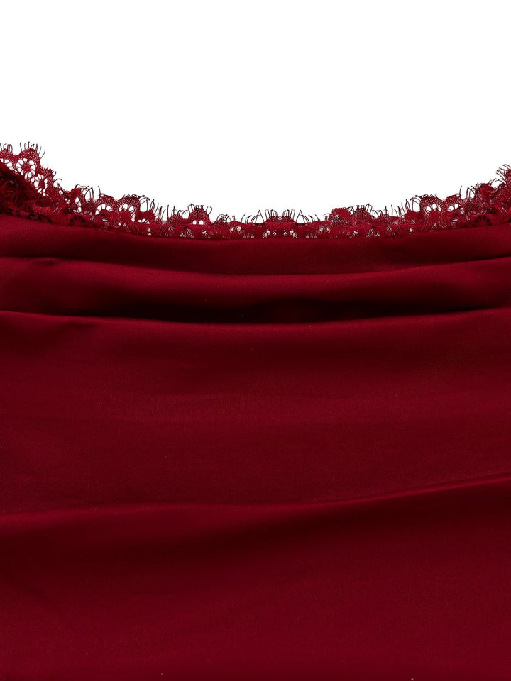 Burgundy 1930s Off-Shoulder Lace Long Sleeves Dress - vintage dress, retro fashion