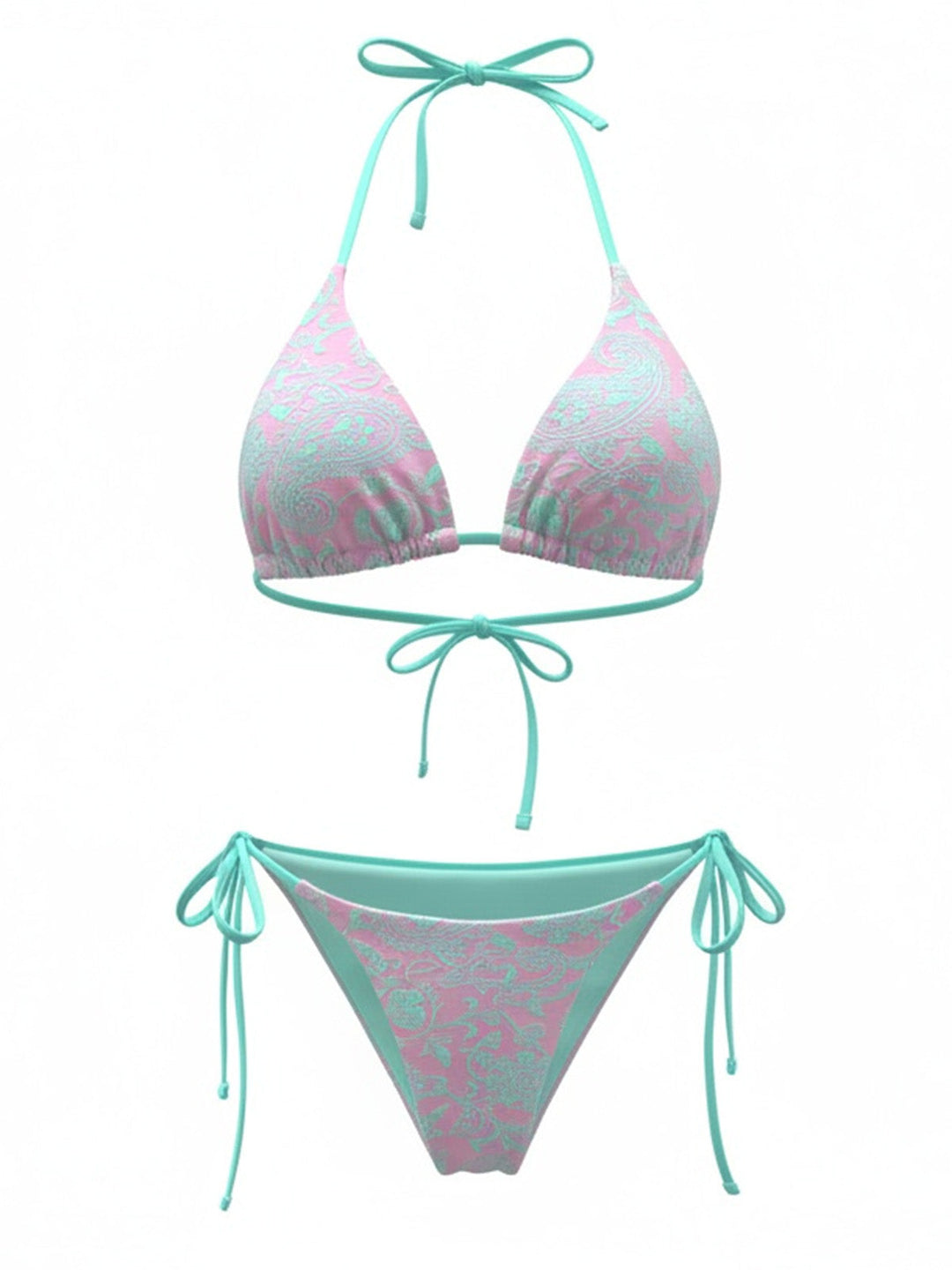 Celadon Green Textured Lace Bikini Set, vintage swimsuit, swimwear - perfect for women who love vintage and retro fashion