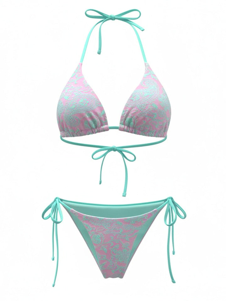 Celadon Green Textured Lace Bikini Set, vintage swimsuit, swimwear - perfect for women who love vintage and retro fashion