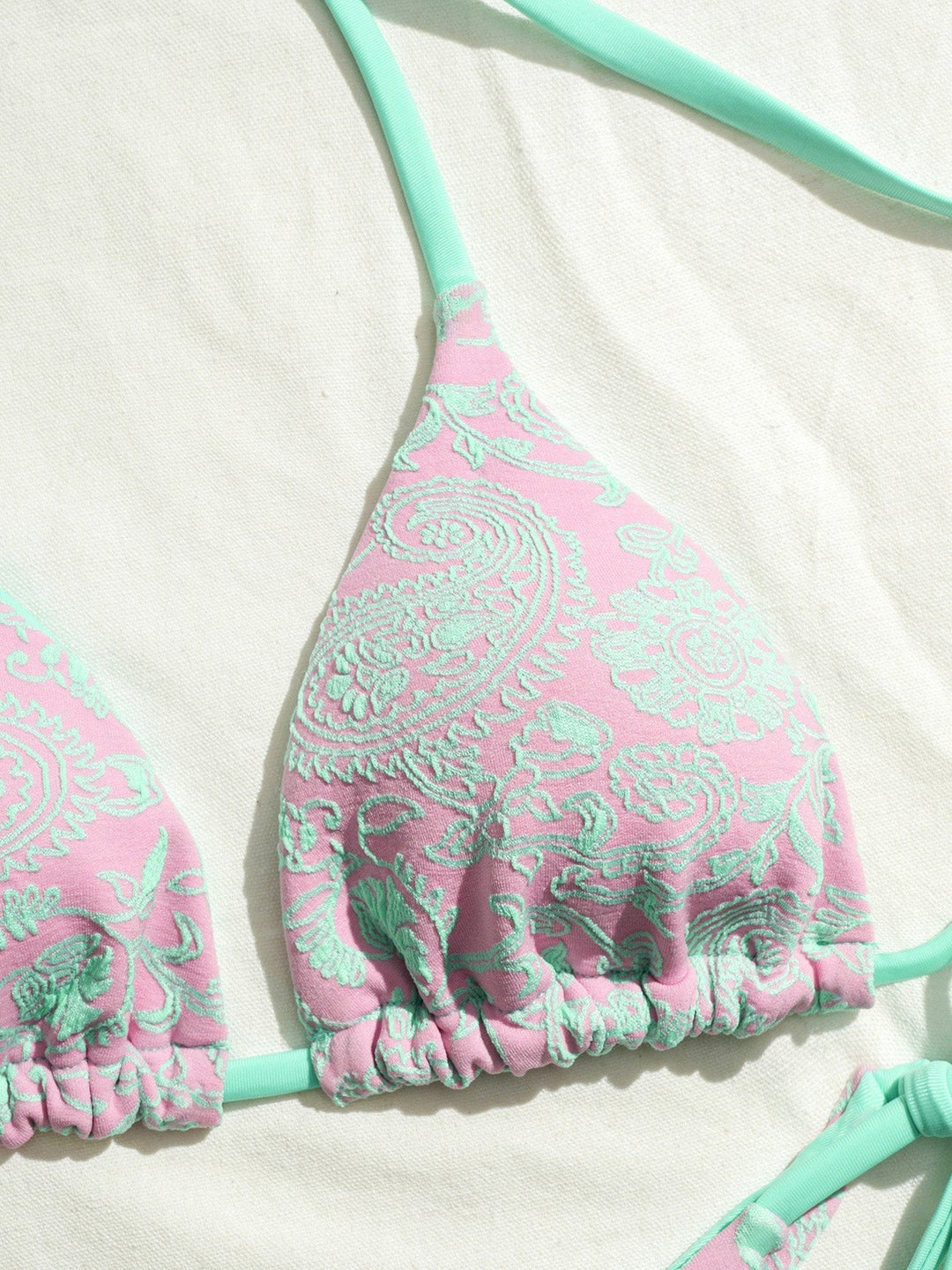 Celadon Green Textured Lace Bikini Set, vintage swimsuit, swimwear - perfect for women who love vintage and retro fashion