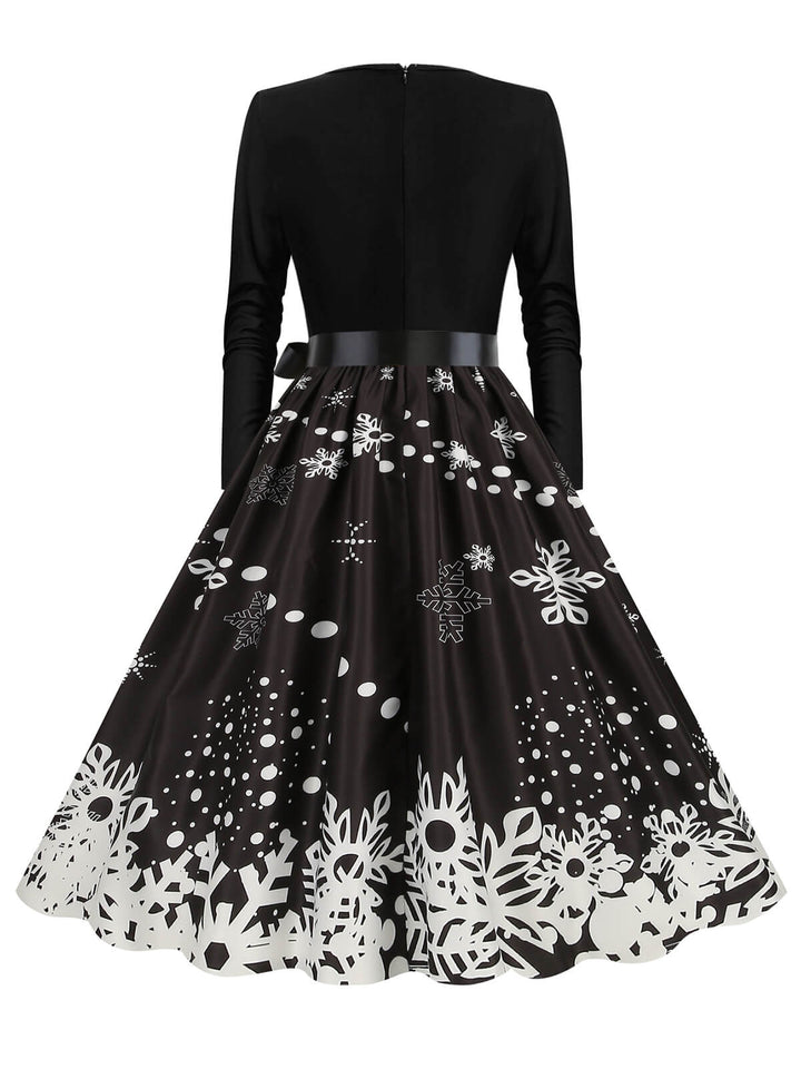 Christmas 1950s V-Neck Long Sleeve Patchwork Dress: timeless style reimagined
