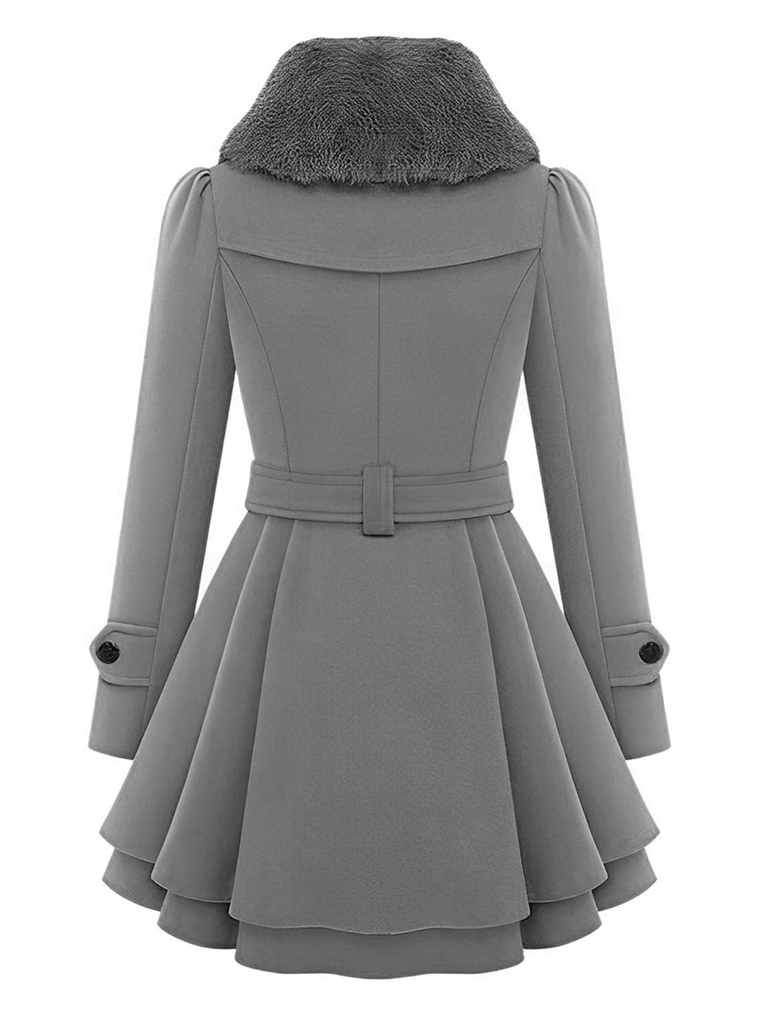 Christmas Fur Collar Waisted Woolen Coat, vintage coat, outerwear - perfect for women who love vintage and fashion