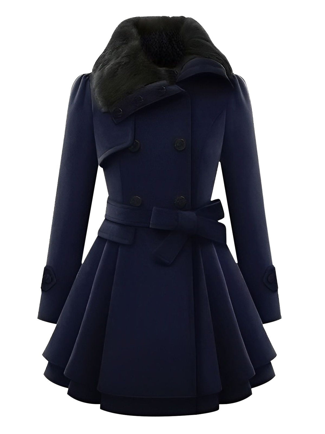 Christmas Fur Collar Waisted Woolen Coat, vintage coat, outerwear - perfect for women who love vintage and fashion