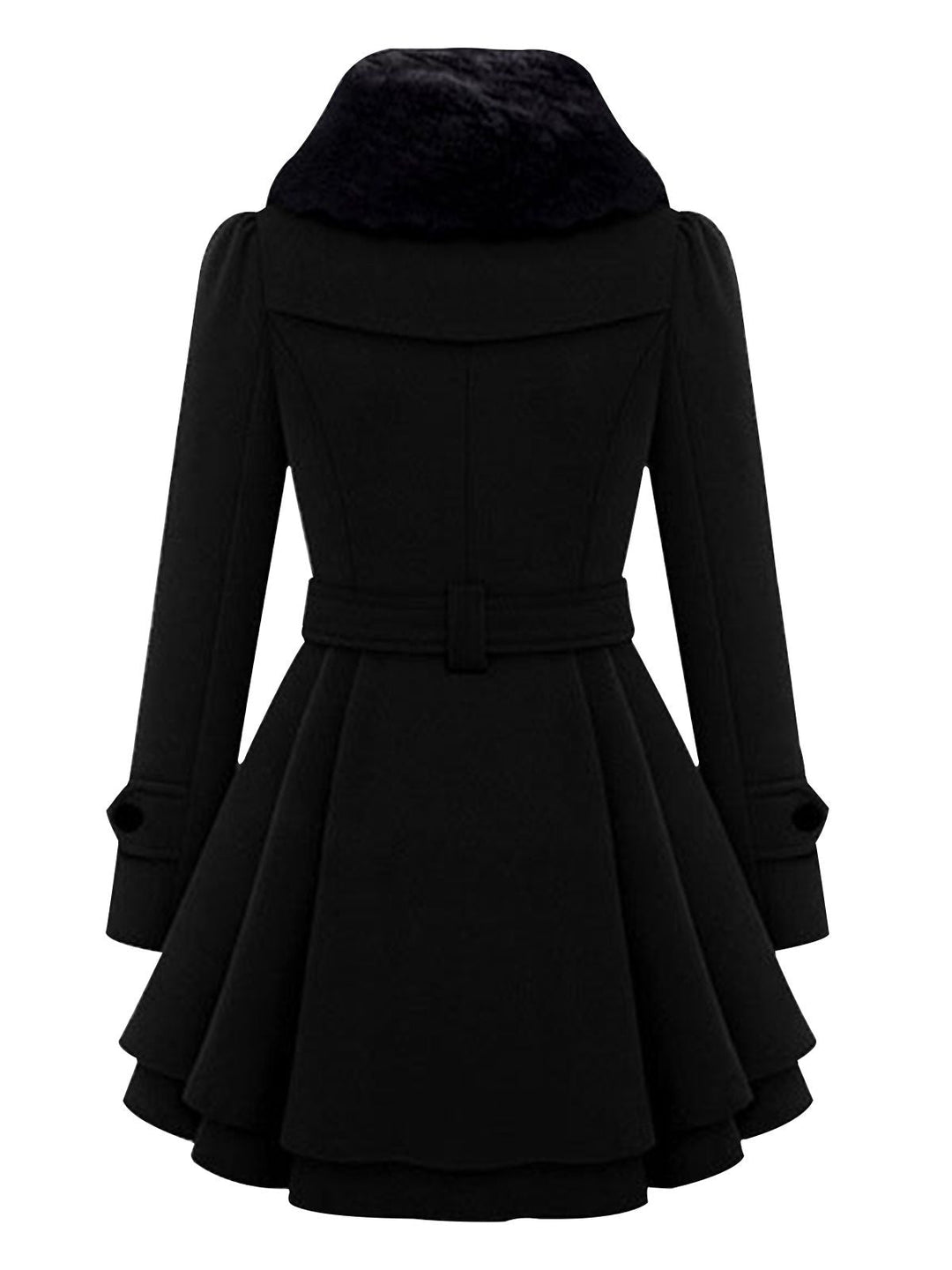 Christmas Fur Collar Waisted Woolen Coat, vintage coat, outerwear - perfect for women who love vintage and fashion
