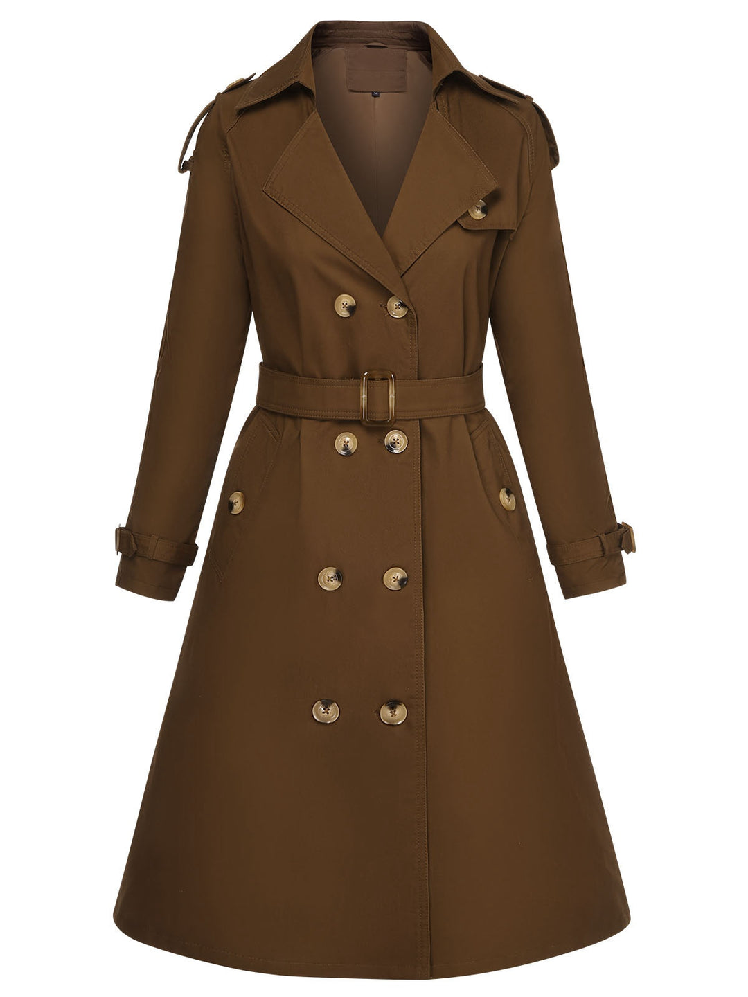 Coffee 1950s Buttoned Lapel Trench Coat, vintage coat, outerwear - perfect for women who love vintage and fashion