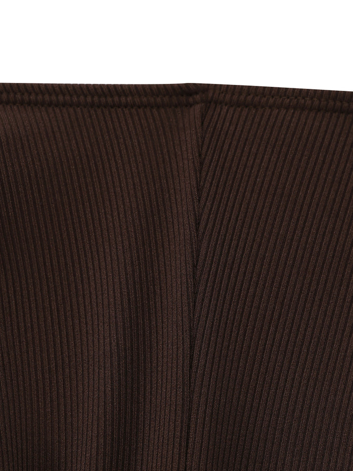 Coffee Halter Drawstring Ruched Tankini Set - vintage fashion, retro style