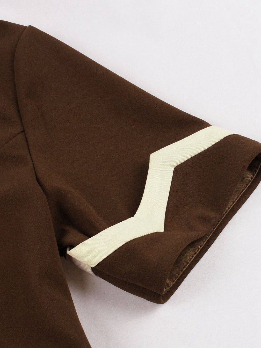 Coffee &amp; Beige 1950s Contrast Lapel Belted Dress - vintage dress, retro fashion, rockabilly