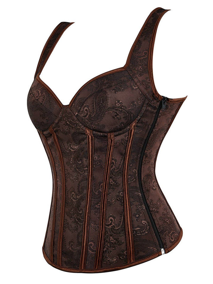 Coffee Steampunk Strap Gothic Corset — vintage elegance for the modern woman
