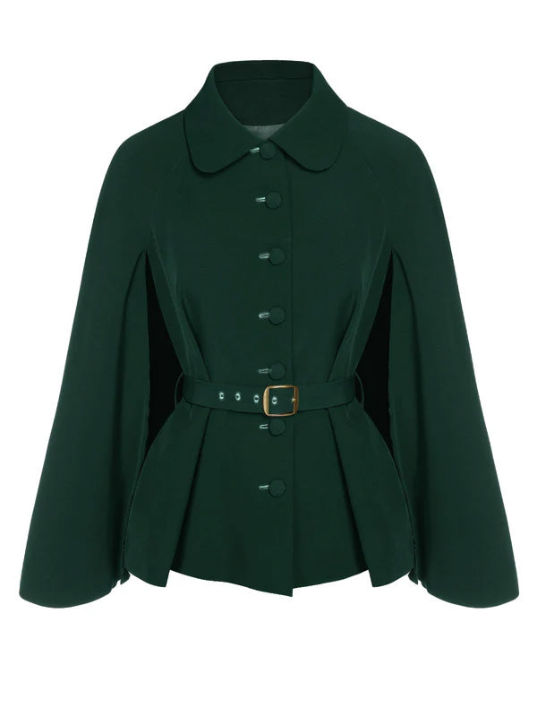 Color 1940s Lapel Cape Coat - vintage fashion, style