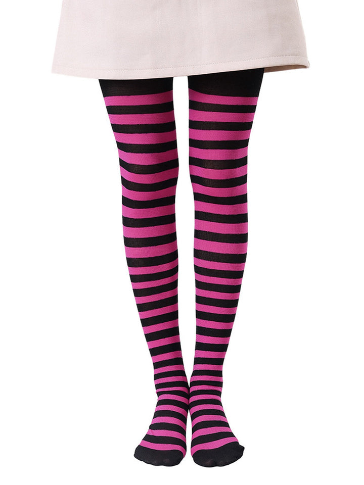 Color-Contrasted Stripe Tights Pantyhose - vintage fashion, retro style
