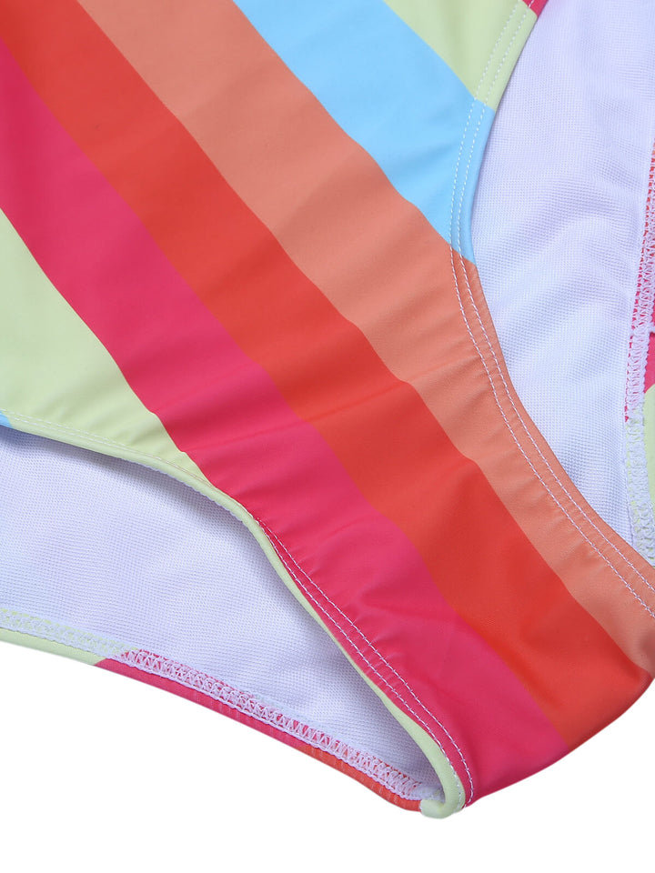 [Plus Size] Colorful 1950s Vertical Stripe Swimsuit, vintage swimsuit, pin-up swimwear - perfect for women who love vintage and retro fashion