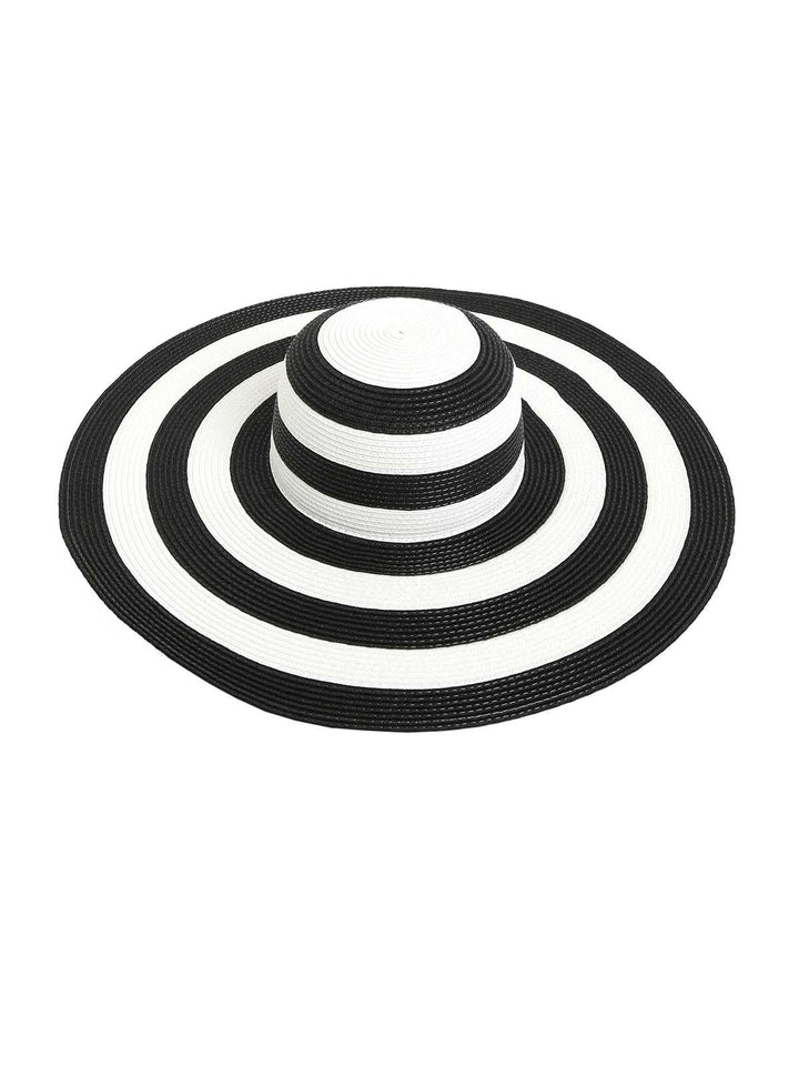 Contrast Stripes Wide Brim Sun Hat - vintage fashion, retro style