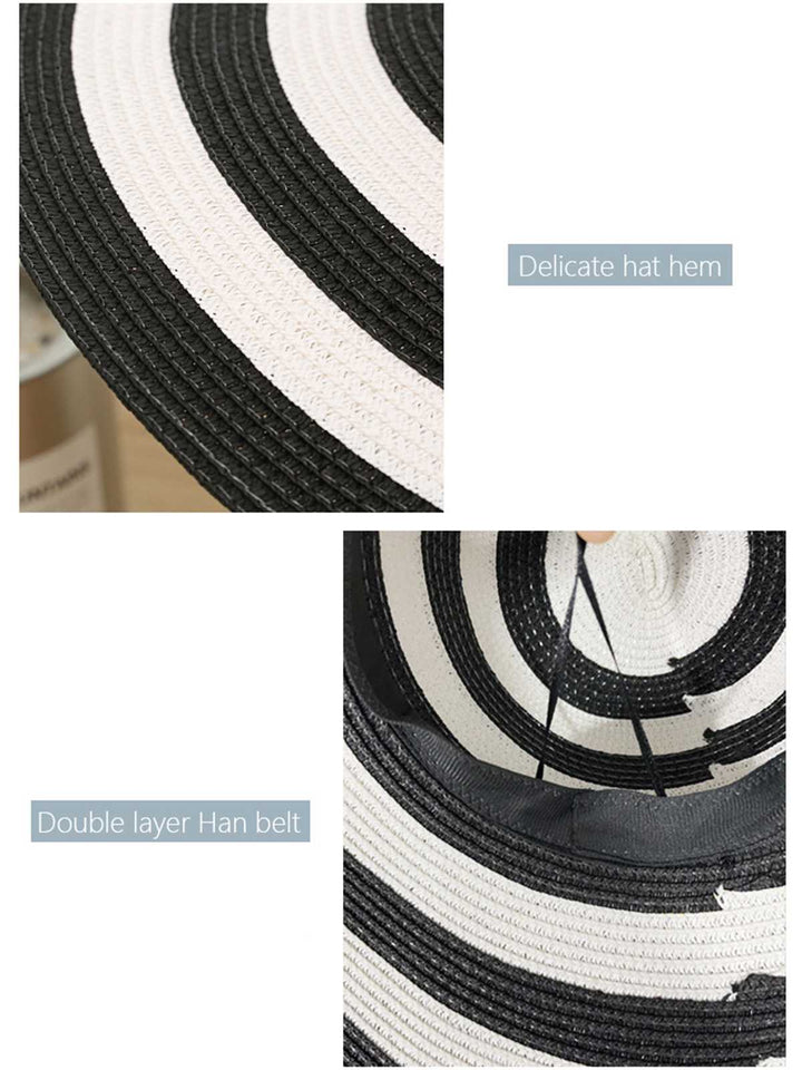 Contrast Stripes Wide Brim Sun Hat - vintage fashion, retro style