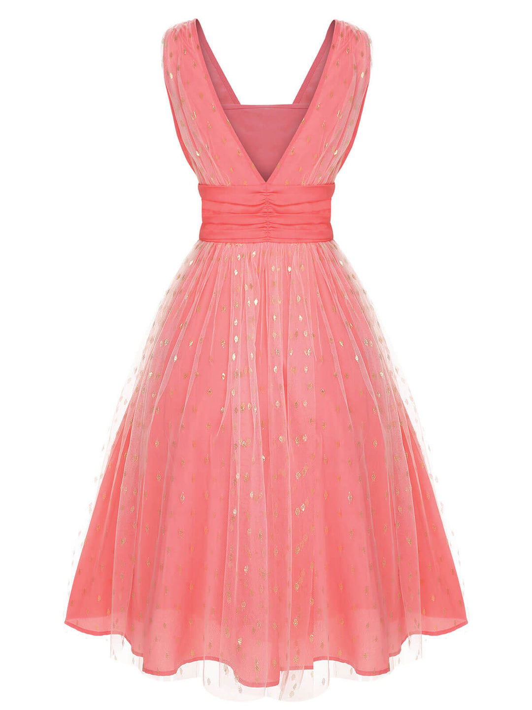 Coral Pink 1950s V-Neck Sequin Dress, vintage dress, retro fashion, rockabilly, pin-up fashion - perfect for women who love vintage and retro fashion