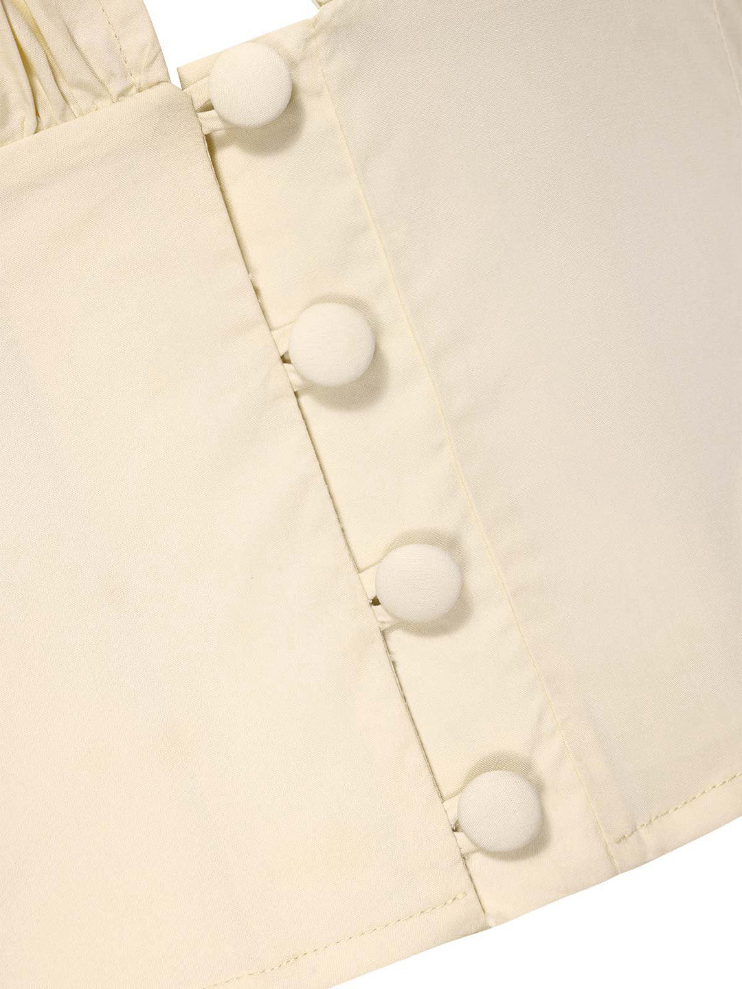 Cream 1940s Cotton Deep V-Neck Ruched Top - vintage fashion, retro style