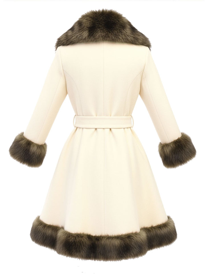 Cream 1950s Fur Collar Patchwork Coat, vintage coat, outerwear - perfect for women who love vintage and fashion