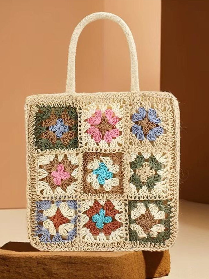 Cream-Color-Bohemian-Patchwork-Woven-Crochet-Bag