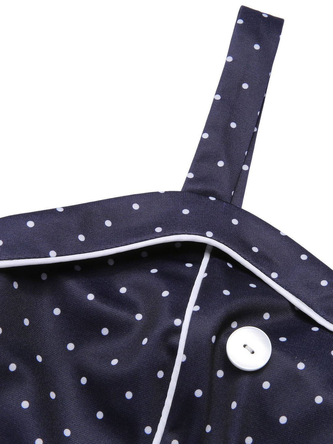 Dark Blue 1930s Polka Dots Straps Jumpsuit, vintage romper, retro jumpsuit - perfect for women who love vintage and retro fashion