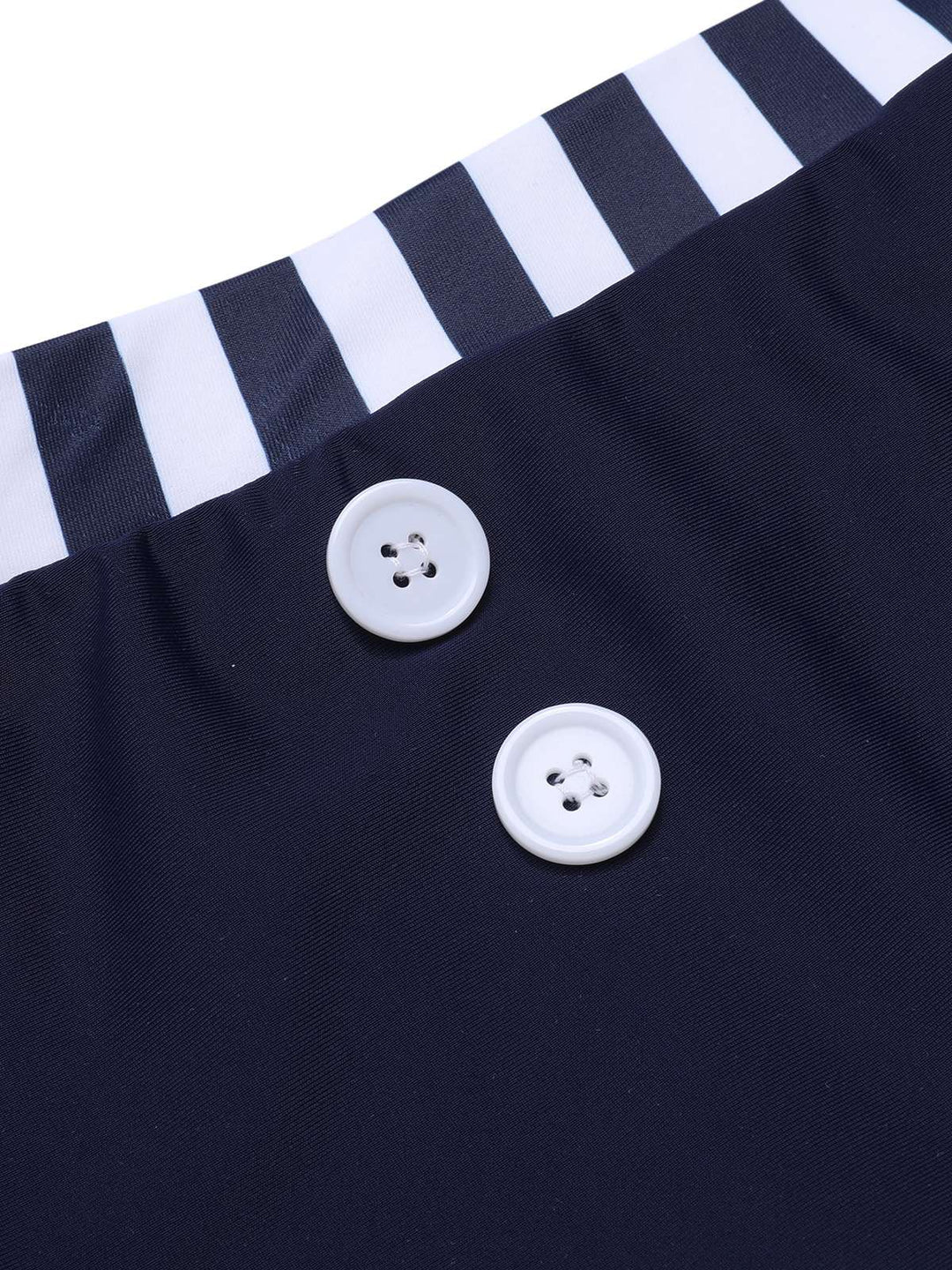 Dark Blue Stripes Halter Buttons Swimsuit, vintage swimsuit, swimwear - perfect for women who love vintage and retro fashion