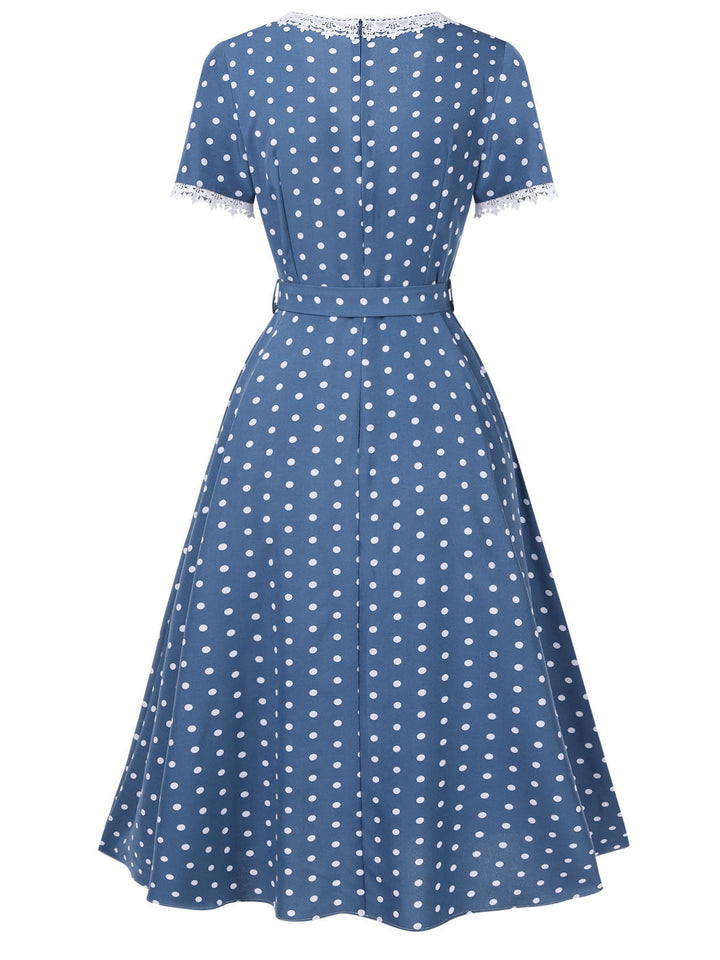 1930s VNeck Polka Dots Belted | 1930s | vintage dress, retro fashion