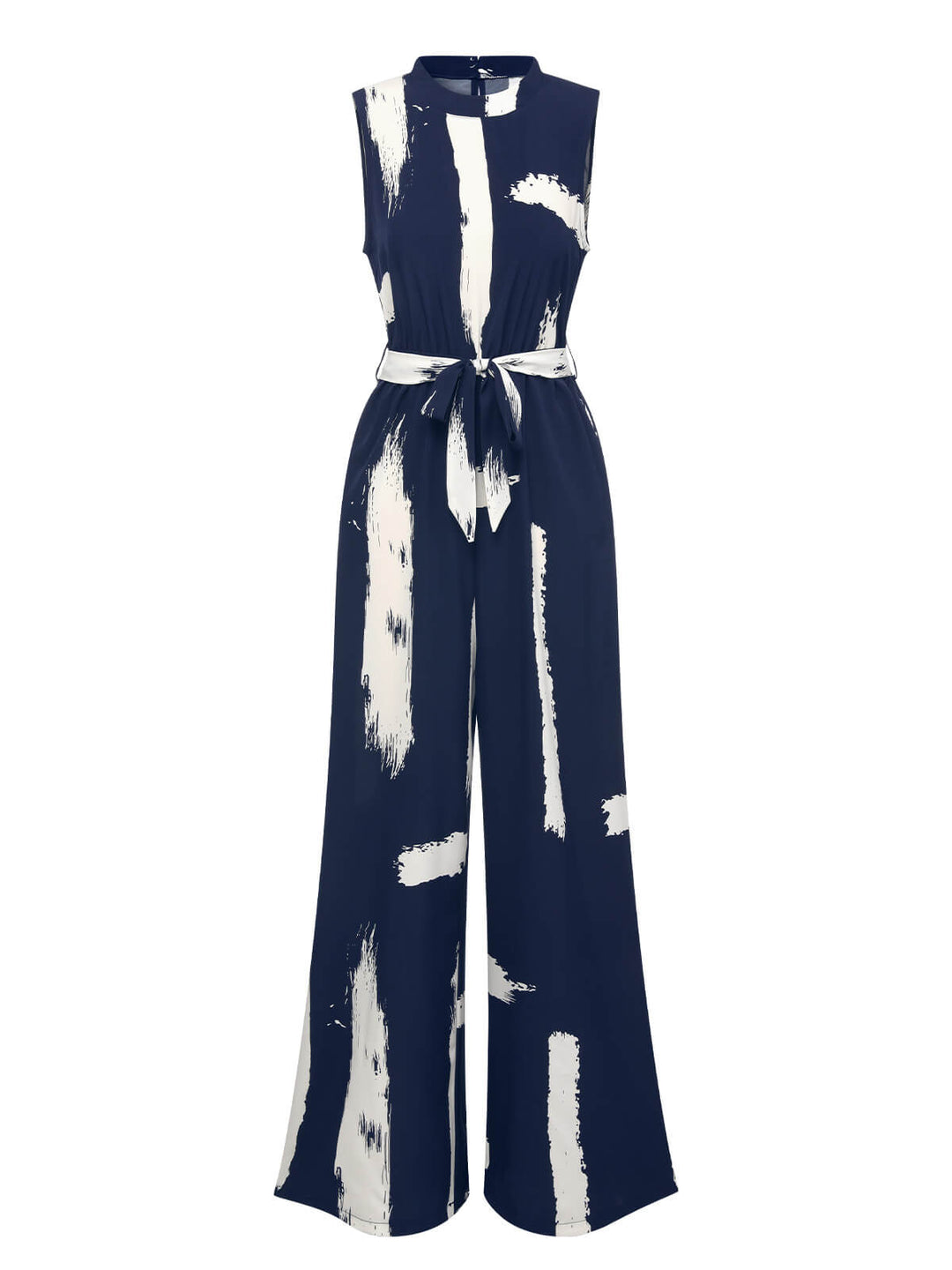 Dark Blue 1940s Brush Print Jumpsuit With Belt, vintage romper, retro jumpsuit - perfect for women who love vintage and retro fashion