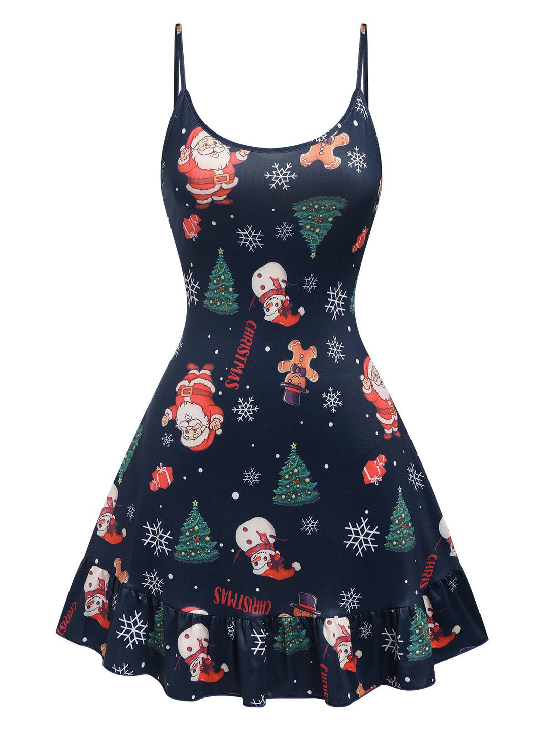 Dark Blue Christmas Straps Nightgown, vintage fashion, retro style - perfect for women who love vintage and retro fashion