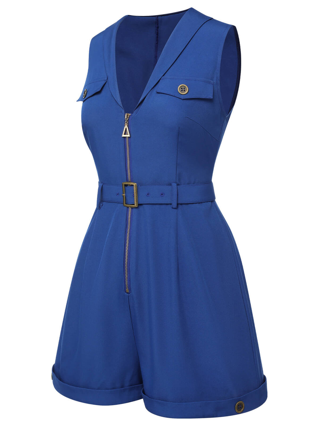 Dark Blue 1940s Pockets Lapel Romper, vintage romper, retro jumpsuit - perfect for women who love vintage and retro fashion