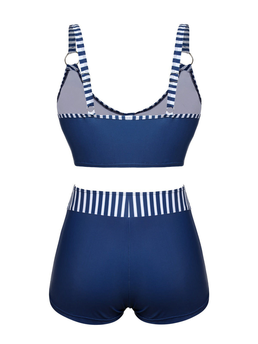 Dark Blue 1940s Stripes Strap Drawstring Swimsuit, vintage swimsuit, pin-up swimwear - perfect for women who love vintage and retro fashion