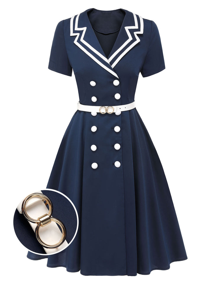 [Pre-Sale] Dark Blue 1950s Sailor Style Double Breasted Dress, vintage dress, retro fashion, rockabilly, pin-up fashion - perfect for women who love vintage and retro fashion