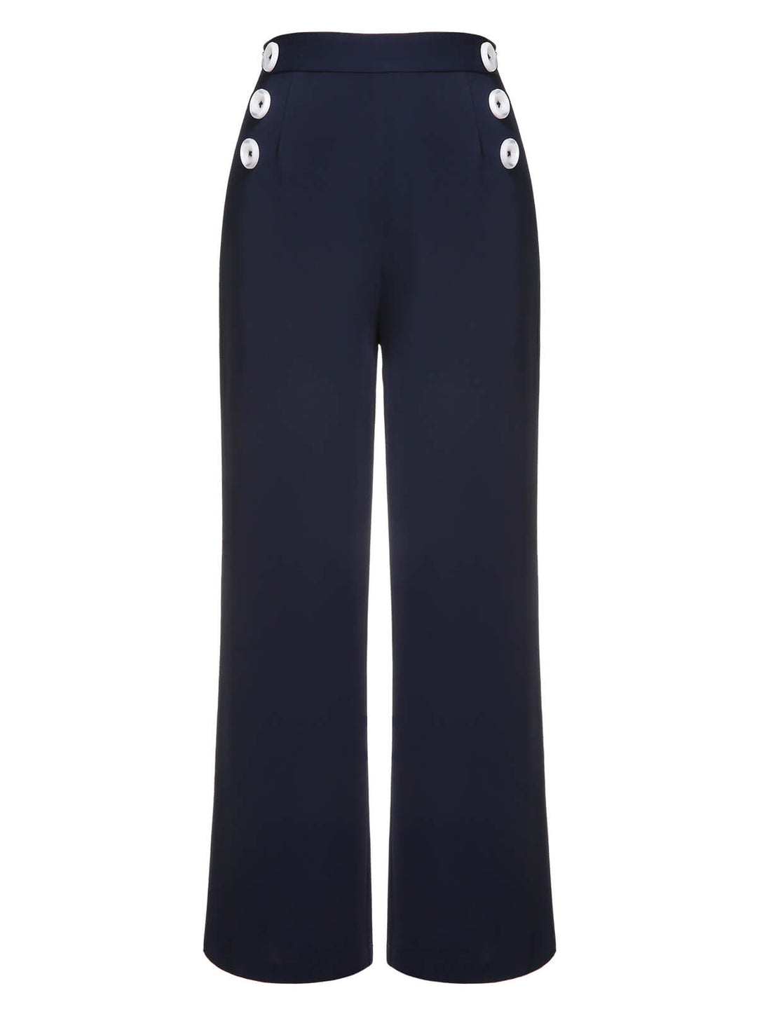 Dark Blue 1950s Solid Button Straight Pants, vintage fashion, style - perfect for women who love vintage and fashion