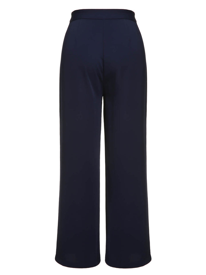 Dark Blue 1950s Solid Button Straight Pants, vintage fashion, style - perfect for women who love vintage and fashion
