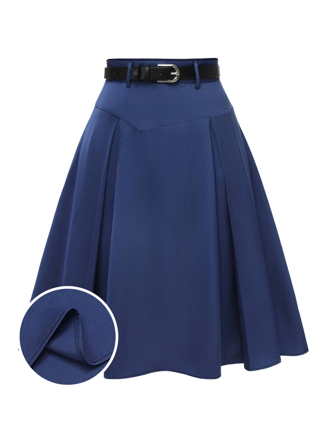 Dark Blue 1950s Solid High-Waist Pleated Skirt, vintage skirt, retro style - perfect for women who love vintage and retro fashion