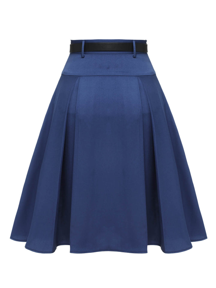 Dark Blue 1950s Solid High-Waist Pleated Skirt, vintage skirt, retro style - perfect for women who love vintage and retro fashion