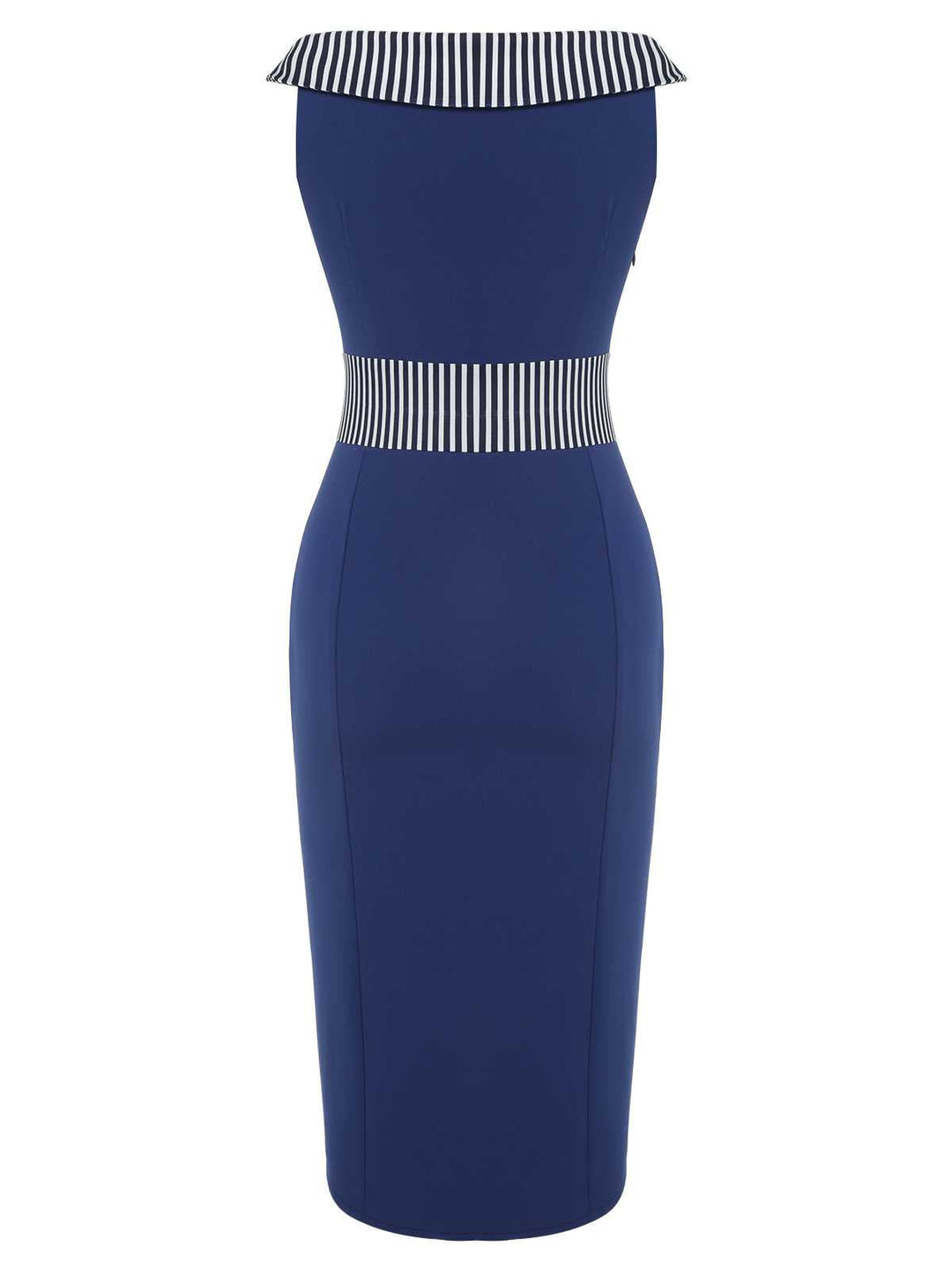 Dark Blue 1960s Buttoned Stripes Dress — the kind of 1960s dress that makes strangers smile
