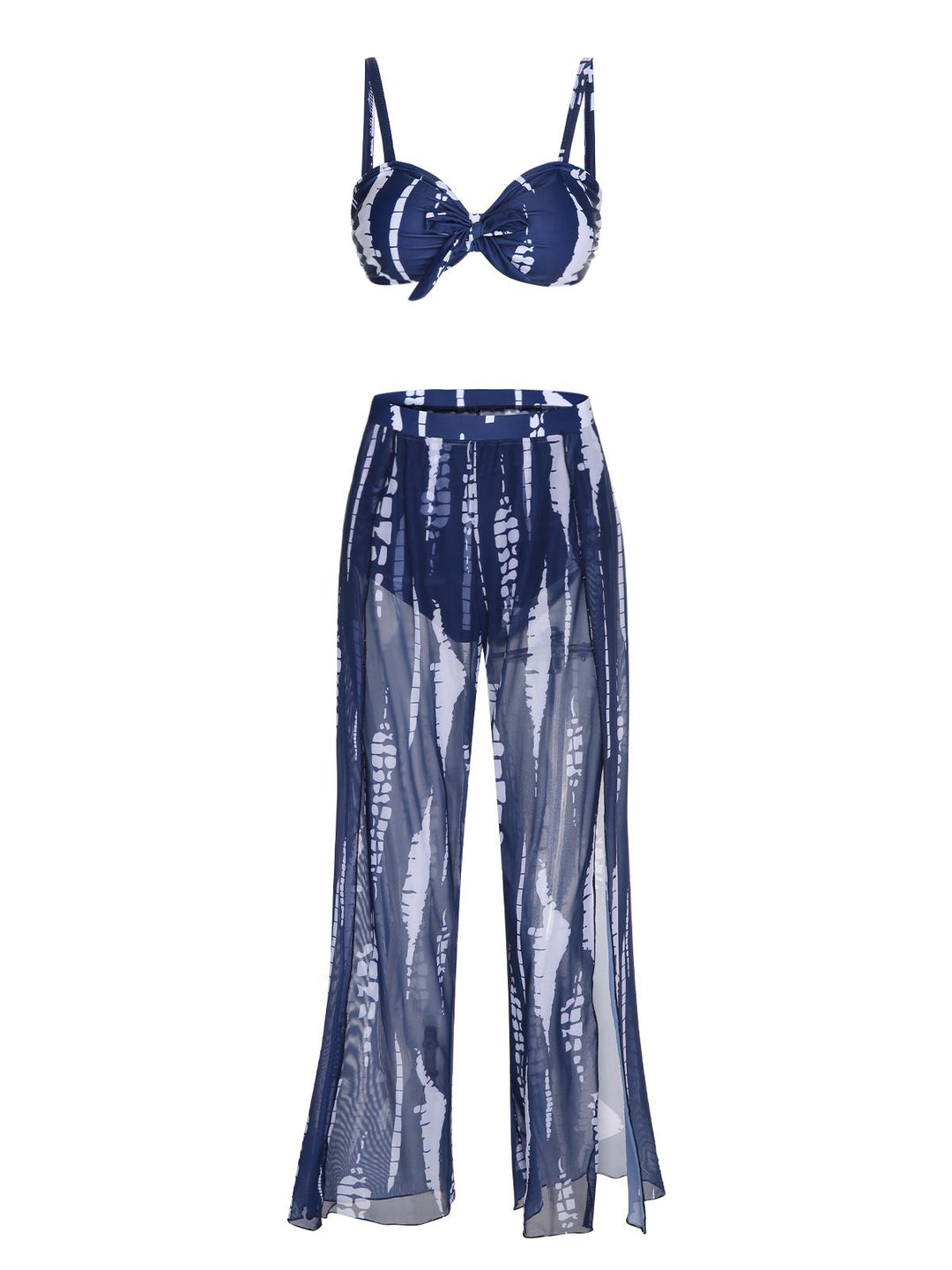 Dark Blue 1960s Dyed Graphic Strap Swimsuit &amp; Cover Up, vintage swimsuit, pin-up swimwear - perfect for women who love vintage and retro fashion