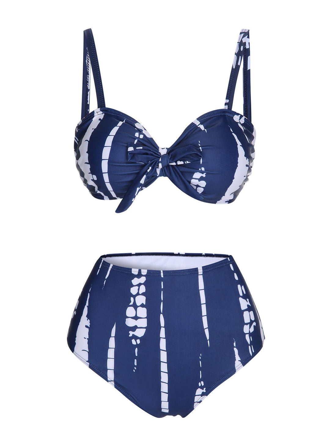 Dark Blue 1960s Dyed Graphic Strap Swimsuit &amp; Cover Up, vintage swimsuit, pin-up swimwear - perfect for women who love vintage and retro fashion
