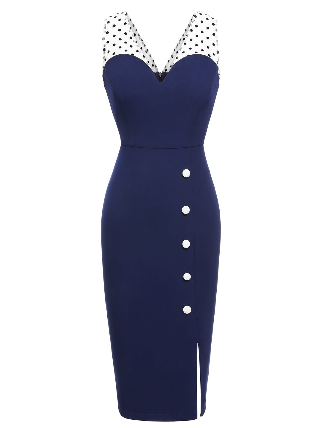 Dark Blue 1960s Patchwork Pencil Dress — vintage elegance for the modern woman