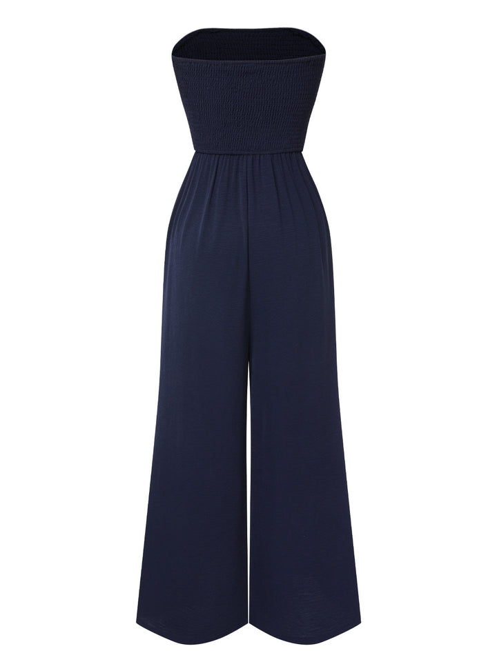 Dark Blue 1960s Solid Bow Strapless Jumpsuit, vintage romper, retro jumpsuit - perfect for women who love vintage and retro fashion